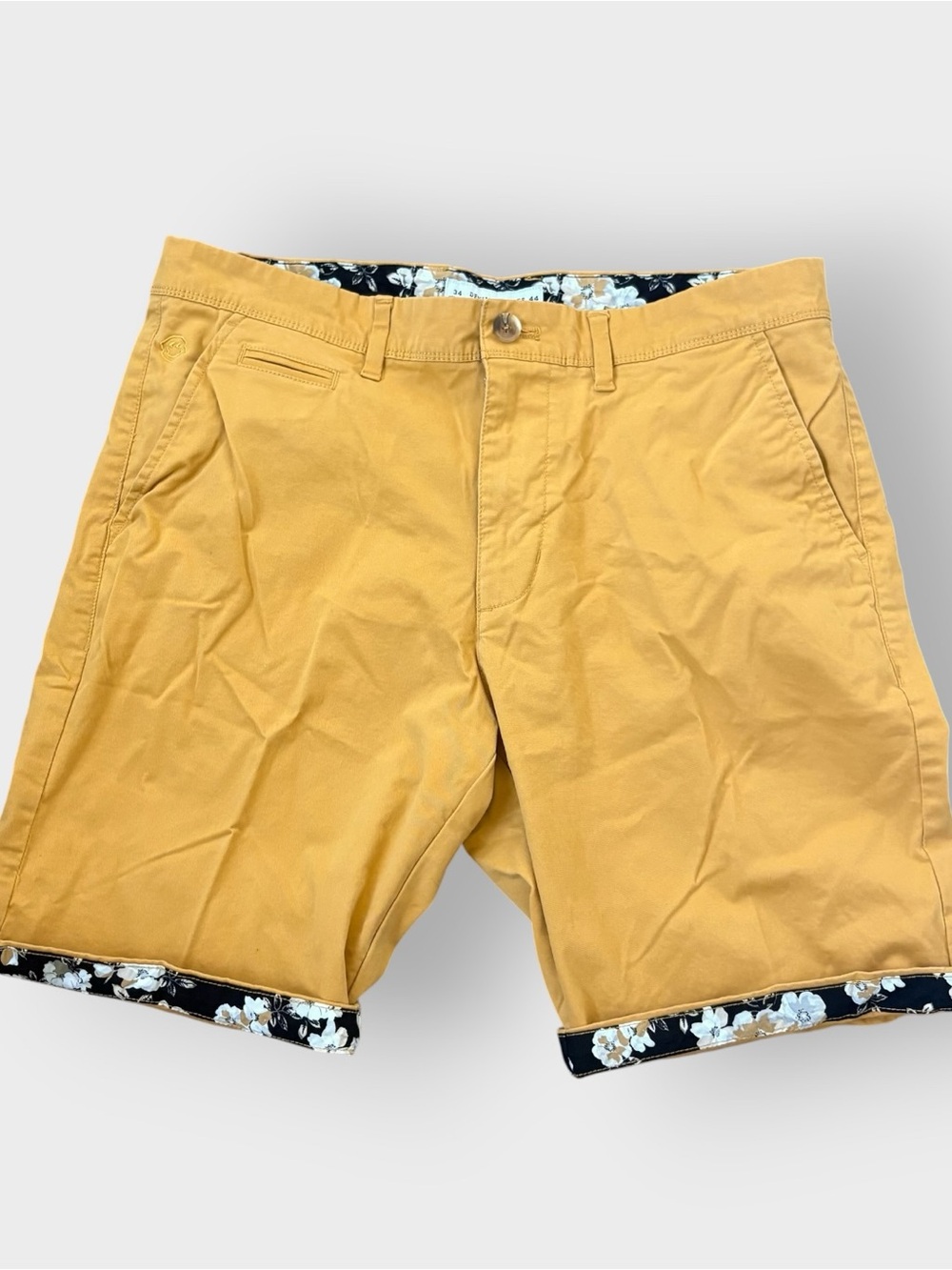 Denim & Flower Ricky Singh Mustard Yellow Mustard Chino Shorts - Reversible Hem